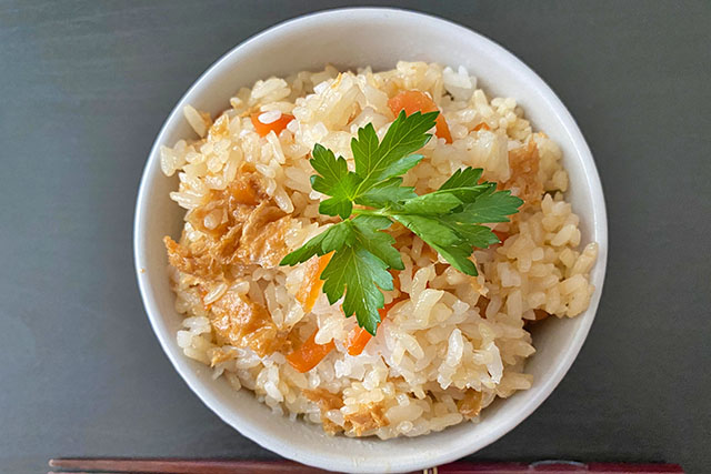 【ヒルナンデス】高野豆腐でかさまし炊き込みご飯のレシピ 行長万里さんの火を使わない簡単節約料理