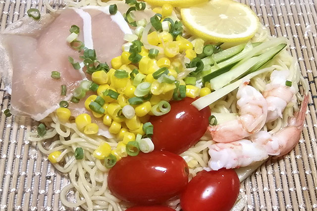 【ラヴィット】エビと夏野菜の冷やし麺のレシピ 南波アナ3分クッキング時短料理