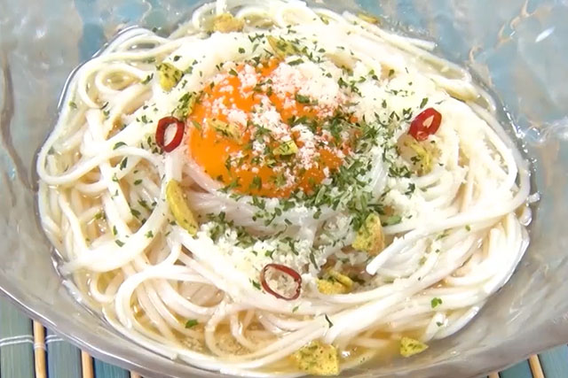 【サタプラ】冷製カルボナーラそうめん(山本淳シェフ)ペペロンチーノアレンジレシピ