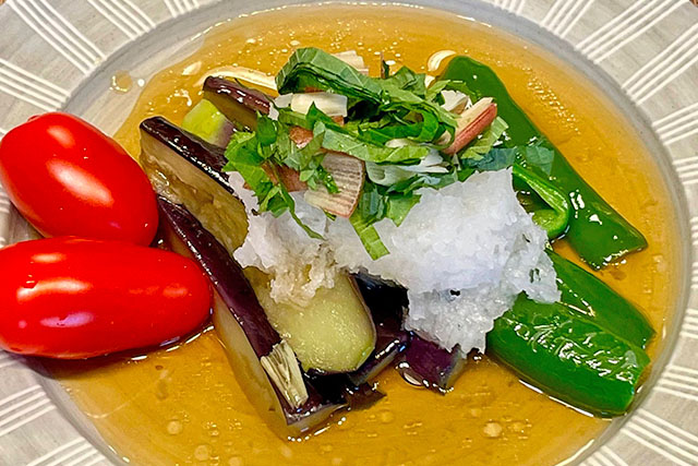 【きょうの料理】なすとオクラとトマトの焼きびたしのレシピ 荻野聡士シェフ夏のシンプル和食