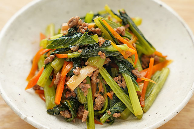 【DAIGOも台所】チンゲン菜の挽肉炒めのレシピ オイスターソースで