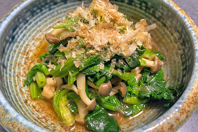 【きょうの料理】しめじとしいたけと春菊のおひたしのレシピ 大原千鶴さん時短ごはん