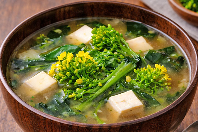 【あさイチ】菜の花のお味噌汁のレシピ ワタナベマキさんのご自愛スープ