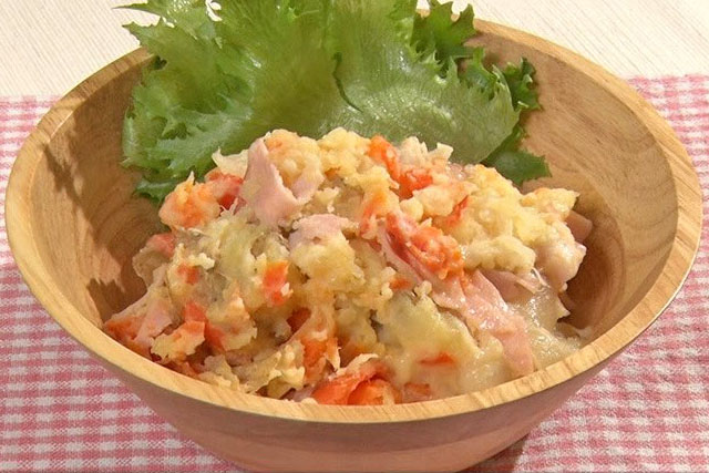 【ZIP】レンジで一発ポテトサラダのレシピ ほりえさちこさん苦労キャンセルレシピ